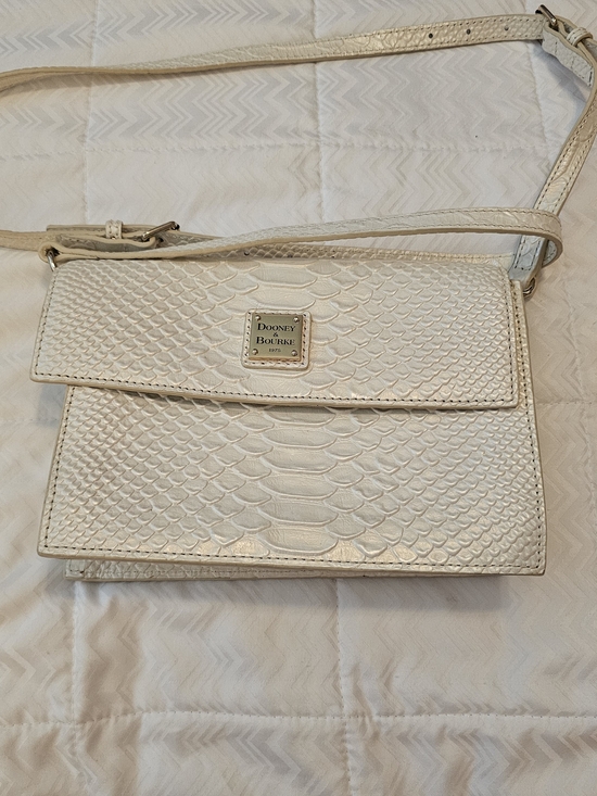 Dooney & Bourke Handbags - Dooney & Bourke Snake-Embossed Cream Crossbody